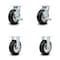 Service Caster 6 Inch Rubber on Aluminum Caster Set with Roller Bearings 2 Brakes 2 Rigid SCC SCC-30CS620-RAR-TLB-2-R620-2 - alternate 1